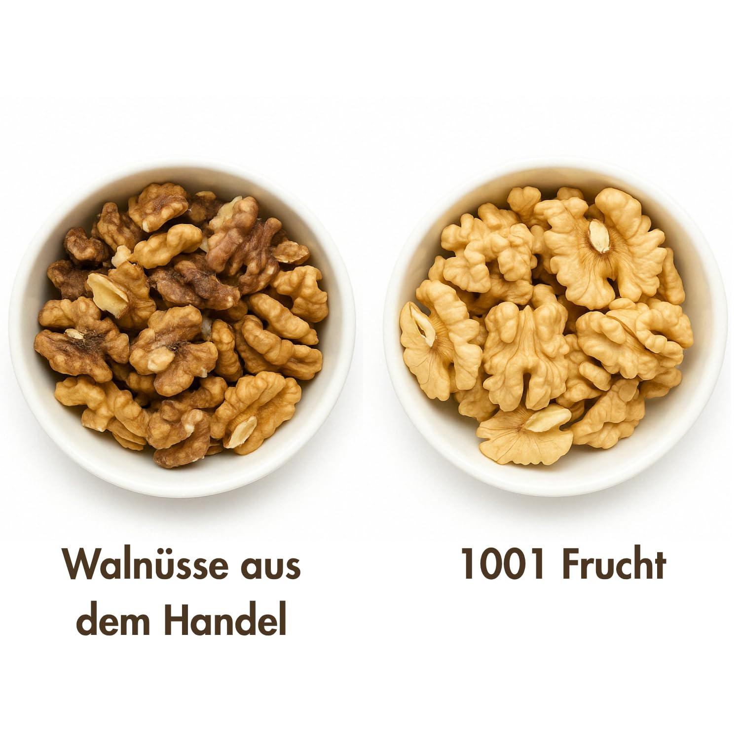 1001 Frucht - Walnusskerne naturbelassen,1kg, Neue Ernte, Milde Walnüsse ohne Schale aus Deutschland ohne Zusätze, Unbehandelte gesunde Nüsse - leckere Walnusshälften Rohkost-Qualität