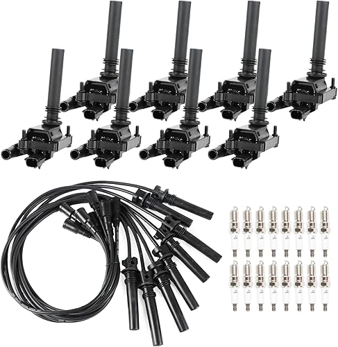 Paquete de 8 bobinas de encendido UF378 y 16 bujías de iridio y 8 cables de bujía compatibles con Chrysler Dodge Jeep Magnum Gran Cherokee 300 5.7L
