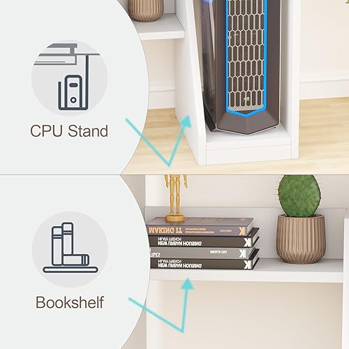 Miniatura 26 de Escritorio pequeño para computadora para oficina en casa, mesa de juegos compacta para computadora de escritorio y portátil, con cajón de Blanco