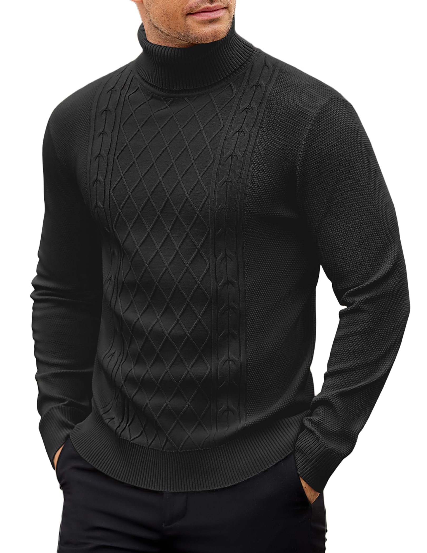 COOFANDY Pullover Herren Rollkragenpullover Dünner Strickpullover Rollkragen Pulli Männer Pullover Business Casual Sweater Winterpullover