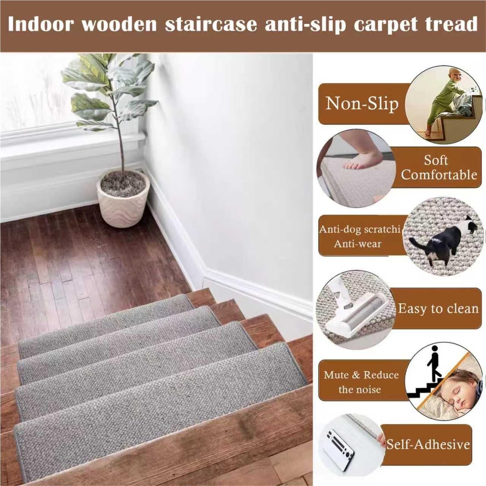 Lot de 4 tapis antidérapants pour irs, 75 cm x 24 cm, tapis anti-id-bulles, sûr pour l'intérieur, et