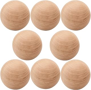 SEUNMUK 8 Pack 2.36 Inch Wooden Round Ball, Unfinished Natural Wood Ball, Replacement Wood Ball for Glass Wine Decanters and Top, DIY Decorative Wood Crafting Hardwood Balls