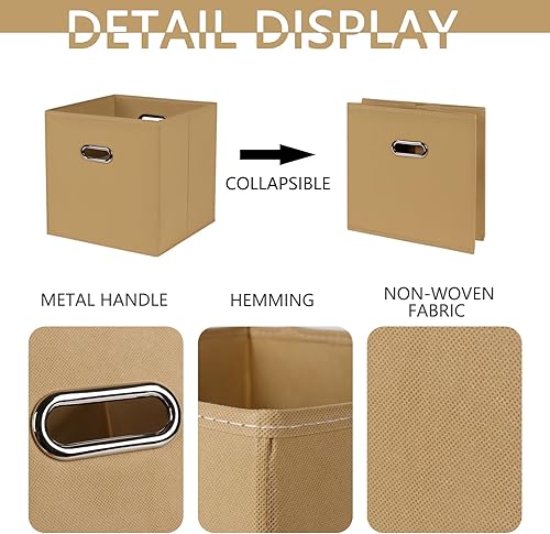 Miniatura 7 de Contenedores de almacenamiento de tela, cubos de almacenamiento plegables, cestas organizadoras con asas dobles para el hogar, juego de 2 unidades,