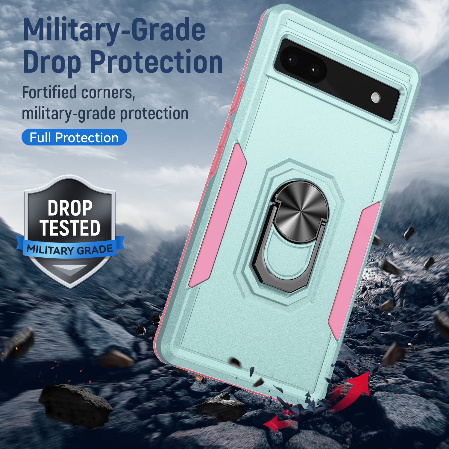 KRAFTCARE Custodia per Google Pixel 7A, con anello incorporato a 360