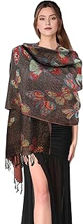 PASKMLNA Paisley Pattern Tow Layered Woven Pashmina Shawl Scarf Wrap Stole - Buy now