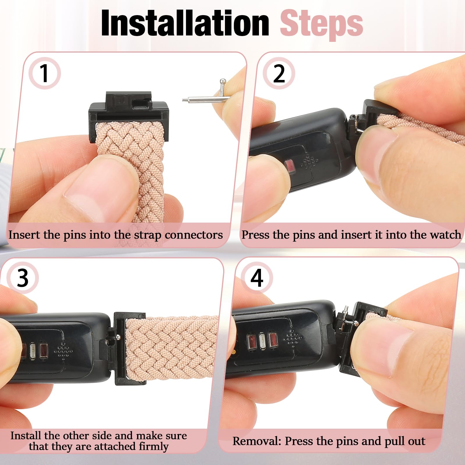 BTTNG 2 Pack Elastic Braided Straps Compatible with Fitbit Inspire 3/ Inspire 2/Inspire/Inspire HR/Ace 3/Ace 2 Women Men Kids - Image 4
