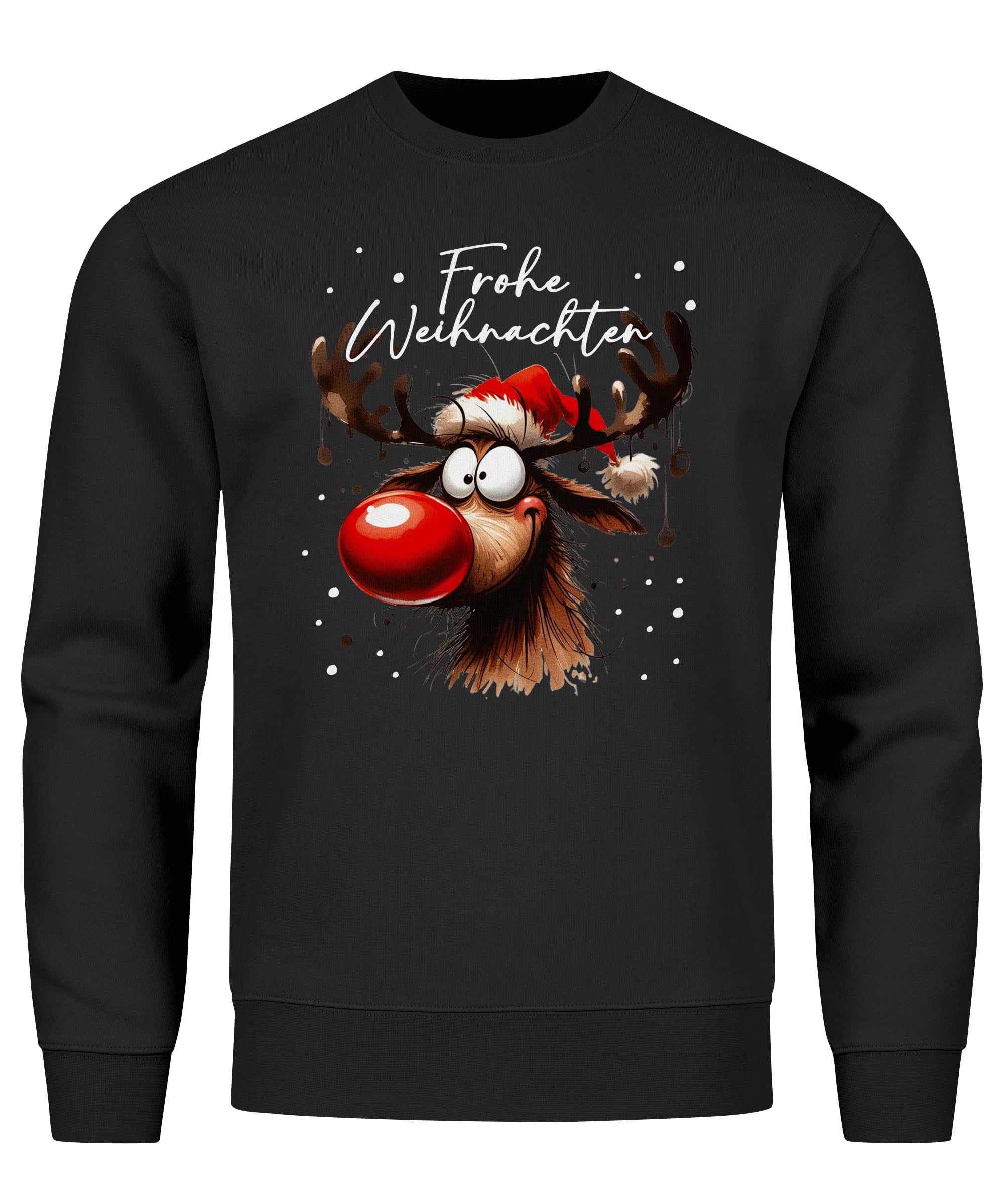 MoonWorks® Sweat-shirt de Noël pour homme - Motif renne - Joyeux Noël - Tenue de Noël - Noir - XL, Renne noir, XL