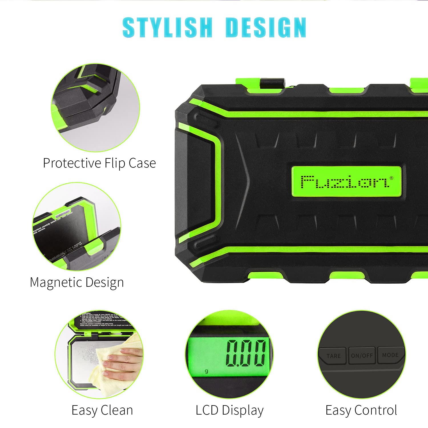 Fuzion Balance numérique de poche, 500 g x 0,01 g, 6 modes de conversion avec écran LCD, tare pour herbes, aliments, bijoux, médicaments (pile incluse)