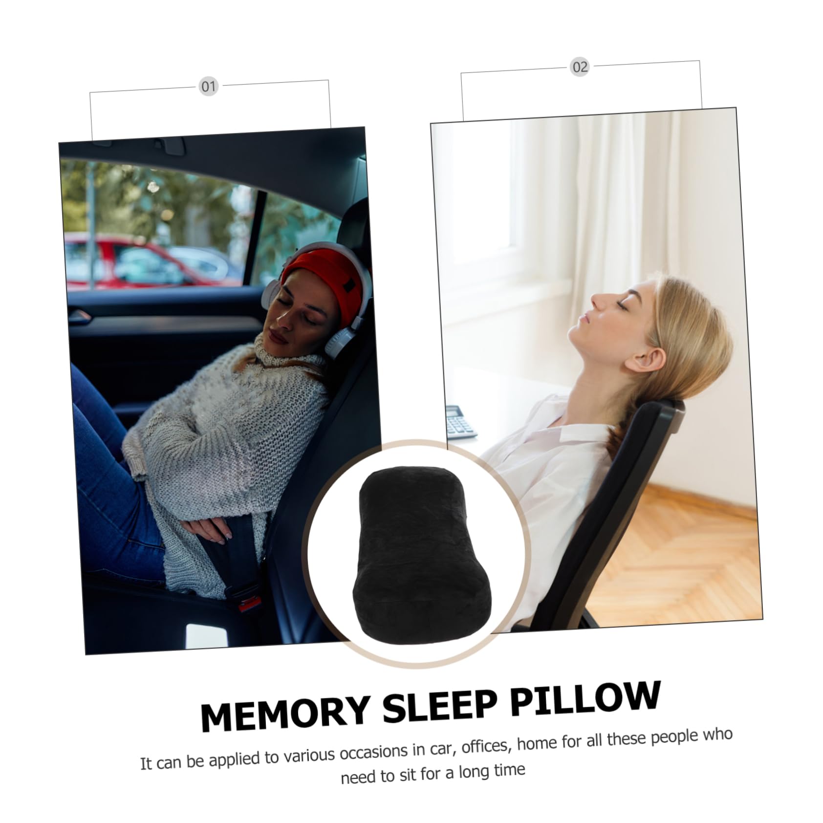 Toyvian Almohada De Viaje Ergonómica De Memoria Cojín Compacto para Oficina y Dormir Soporte para Cuello para Camping y Relajación De