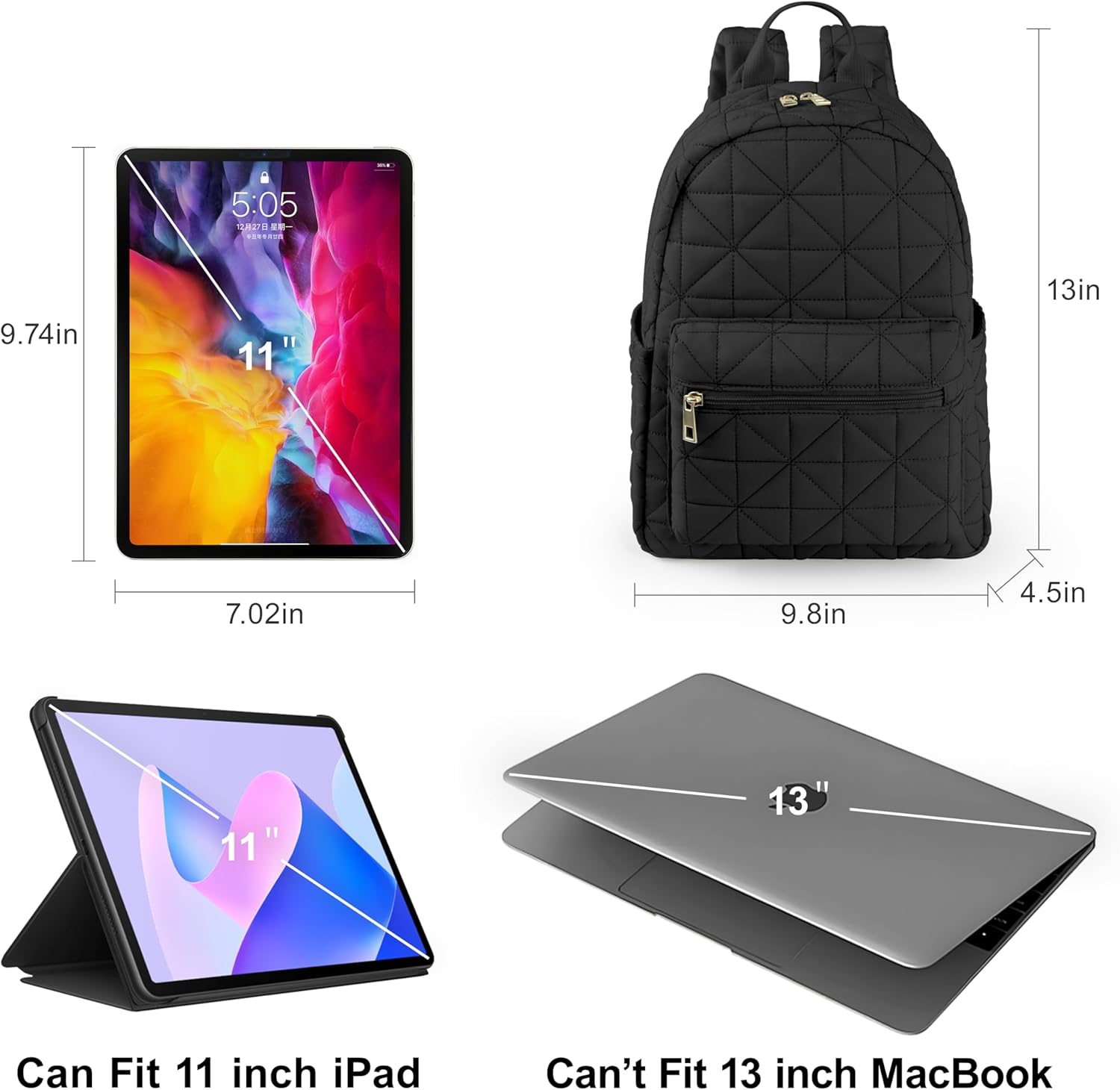 Backpack for Women, Small Backpack, Mini Puffer Quilted Bag Water-Resistant Casual Daypack for Travel College Gym - Image 3