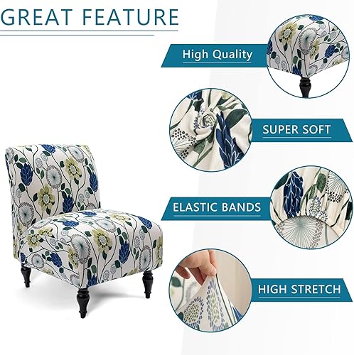 Miniatura 3 de Liykimt Funda para silla decorativa sin brazos, súper ajuste, elástica, elastano, extraíble, lavable, para silla sin brazos, fundas protectoras para