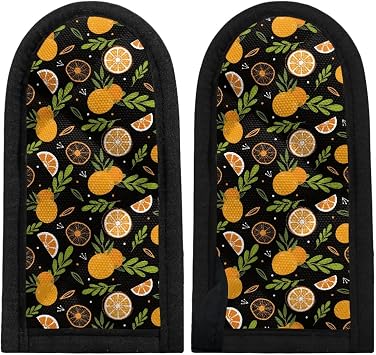 Coldinair Orange Leaves Print Cast Iron Hot Handle Covers Heat Resistant Pot Pan Sleeves Mitt for Kitchen Cooking Baking,2PCs Set