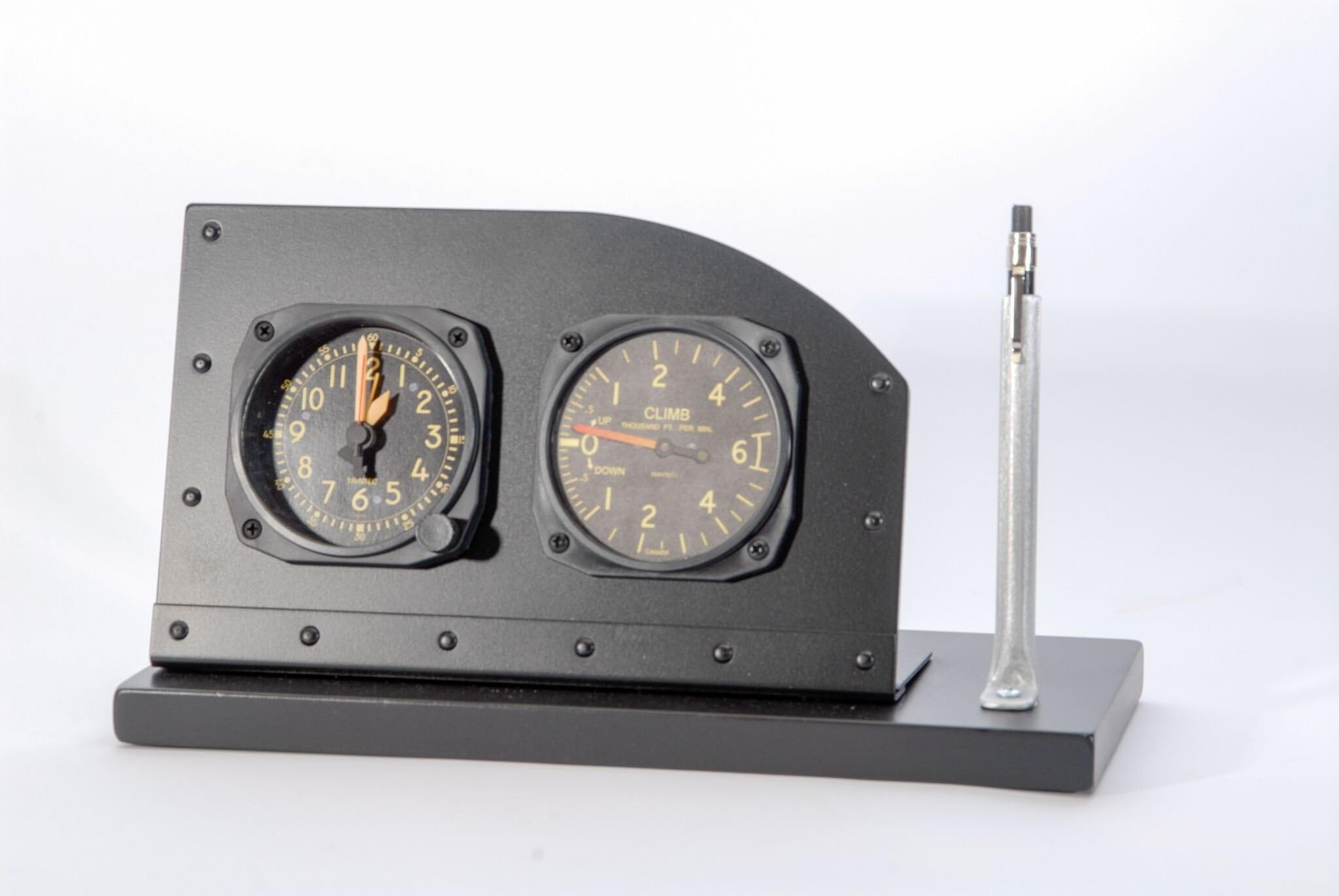 Cockpit Style Alarm Clock Desk Display with Pen/Pencil Holder