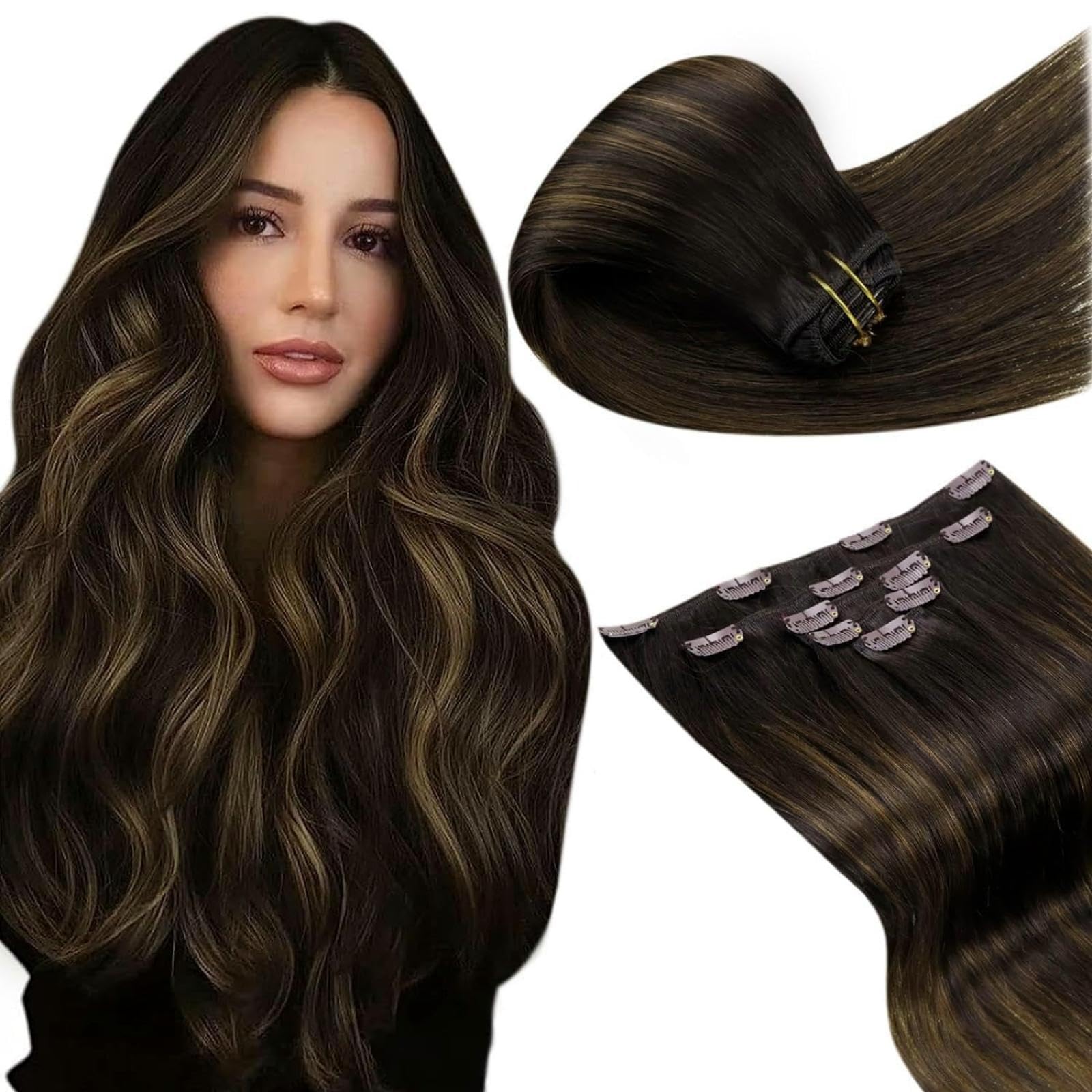 LaaVoo Extensions Echthaar Echt Haar Extension Clip Haarverlängerung Echthaar