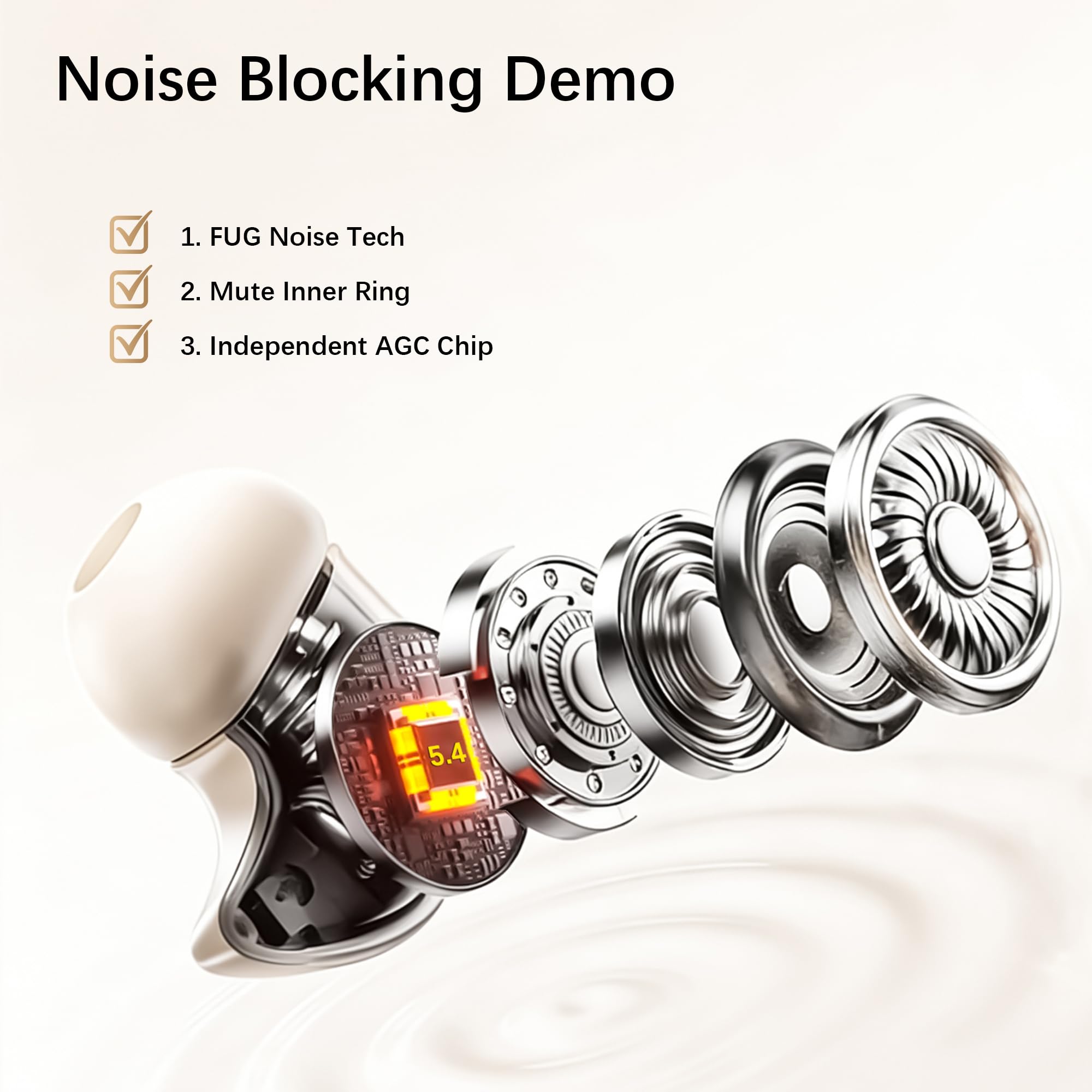 Essonio Auriculares H8 Sleep de 53 dB, reducción de ruido de alta frecuencia, pequeños tapones para los oídos para dormir de lado, tiempo de reproducción de 80 horas, bloqueo de ronquidos, auriculares