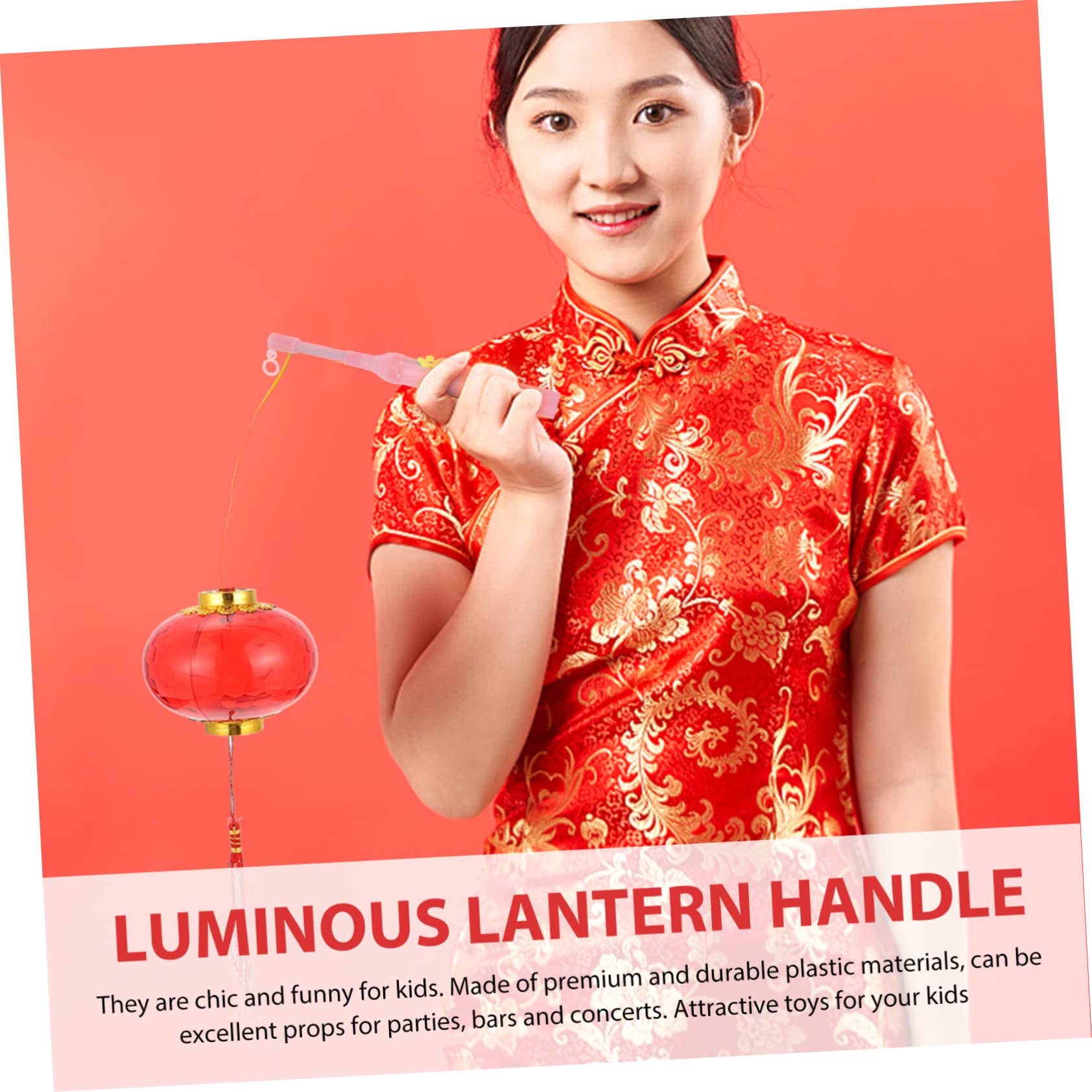 KONTONTY 10pcs Led Paper Lantern Walking Sticks Boys and Girls Lantern Toys Battery Operated Handles Perfect for Year's Eve Spring Festival More