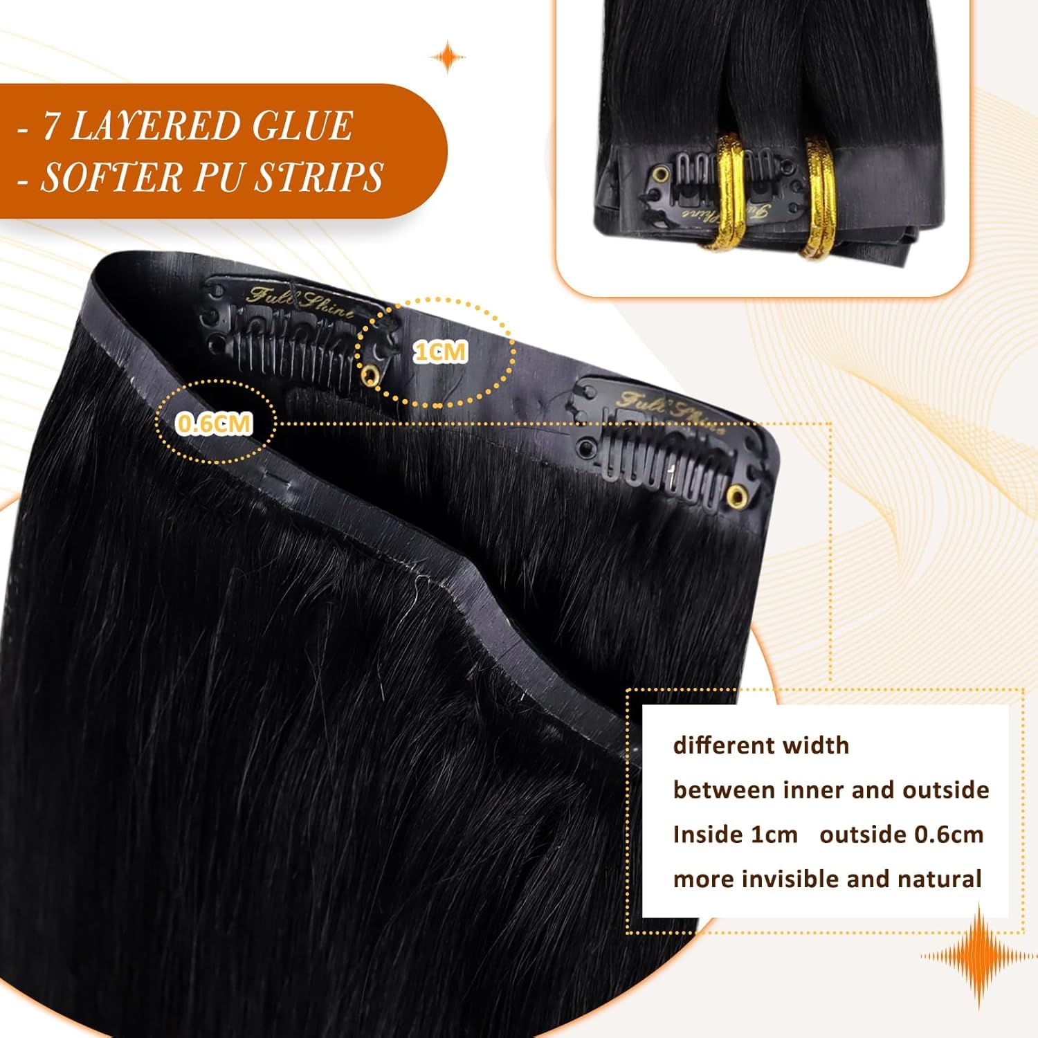 Full Shine Seamless Real Human Hair Clip-In Extensions