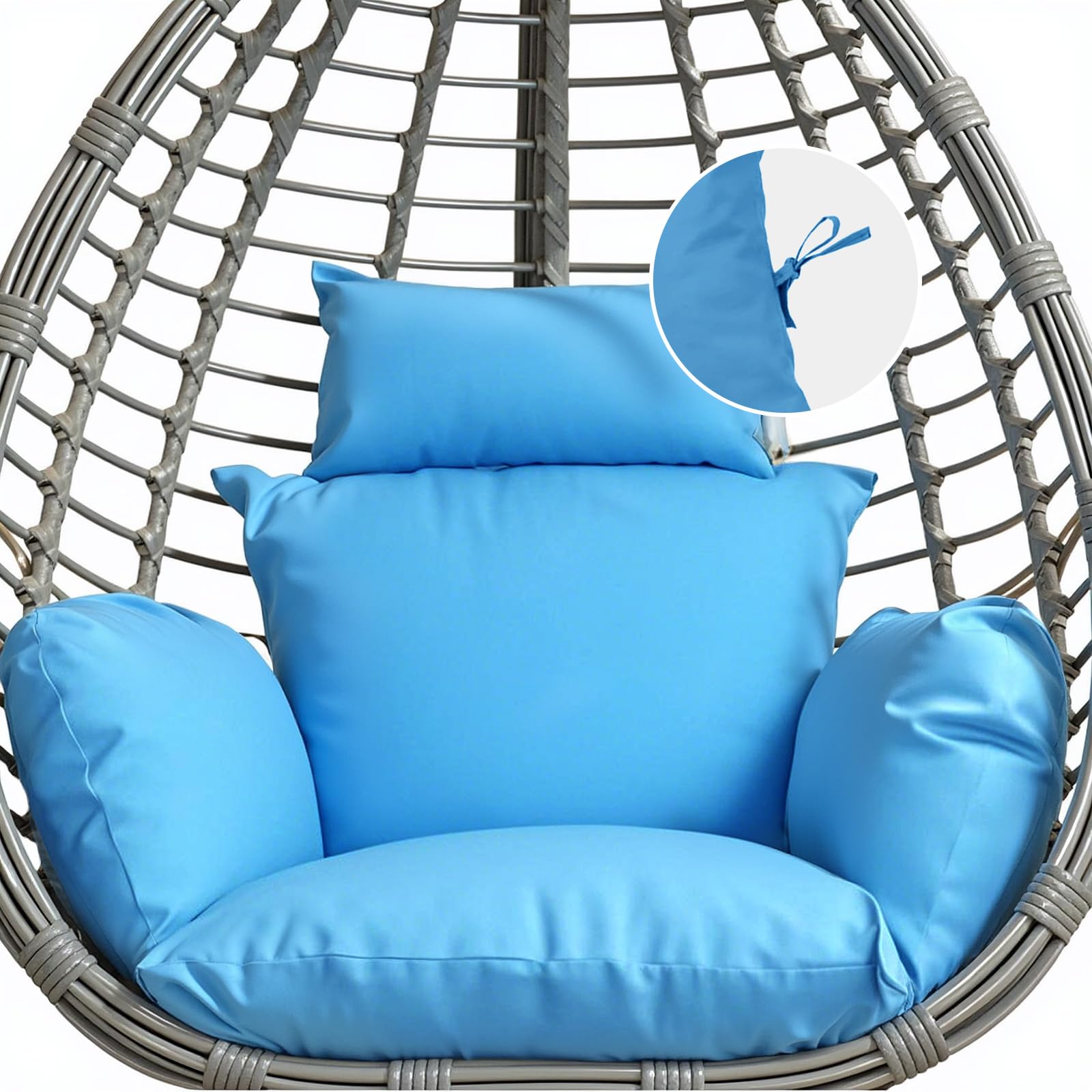 Coussin de chaise en rotin bleu ciel : le confort idéal pour votre fauteuil suspendu de jardin