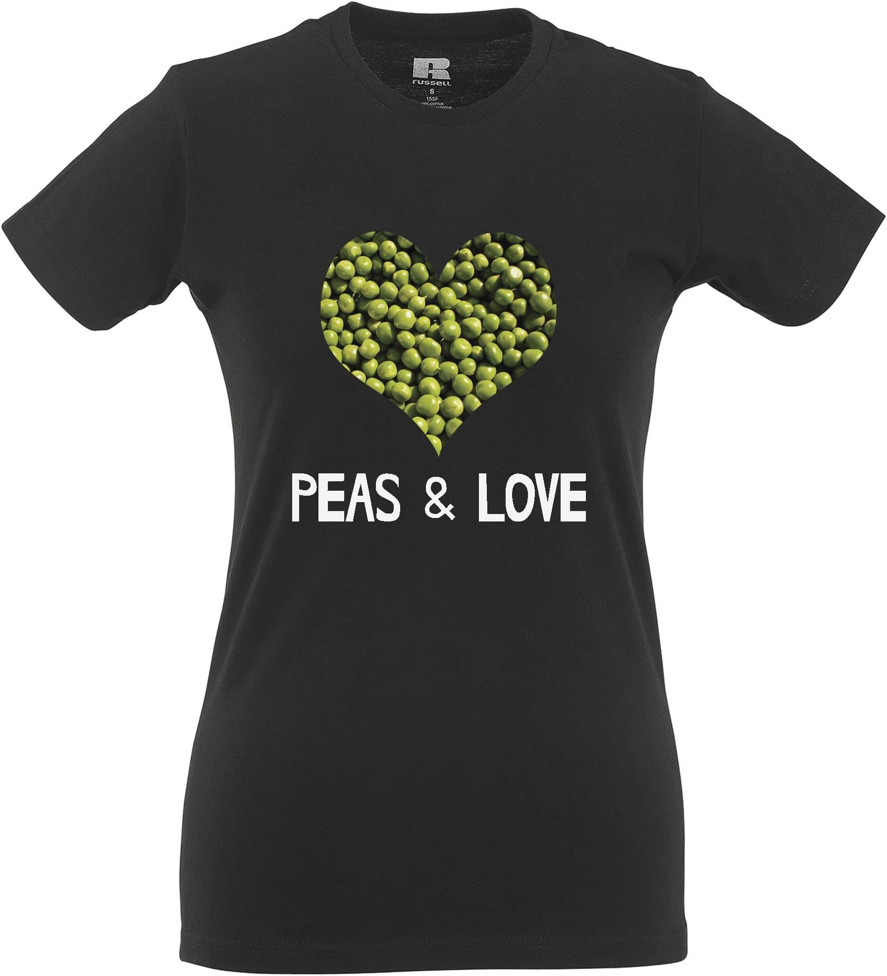 Novelty Chef Womens Tshirt Peas and Love Peace Pun