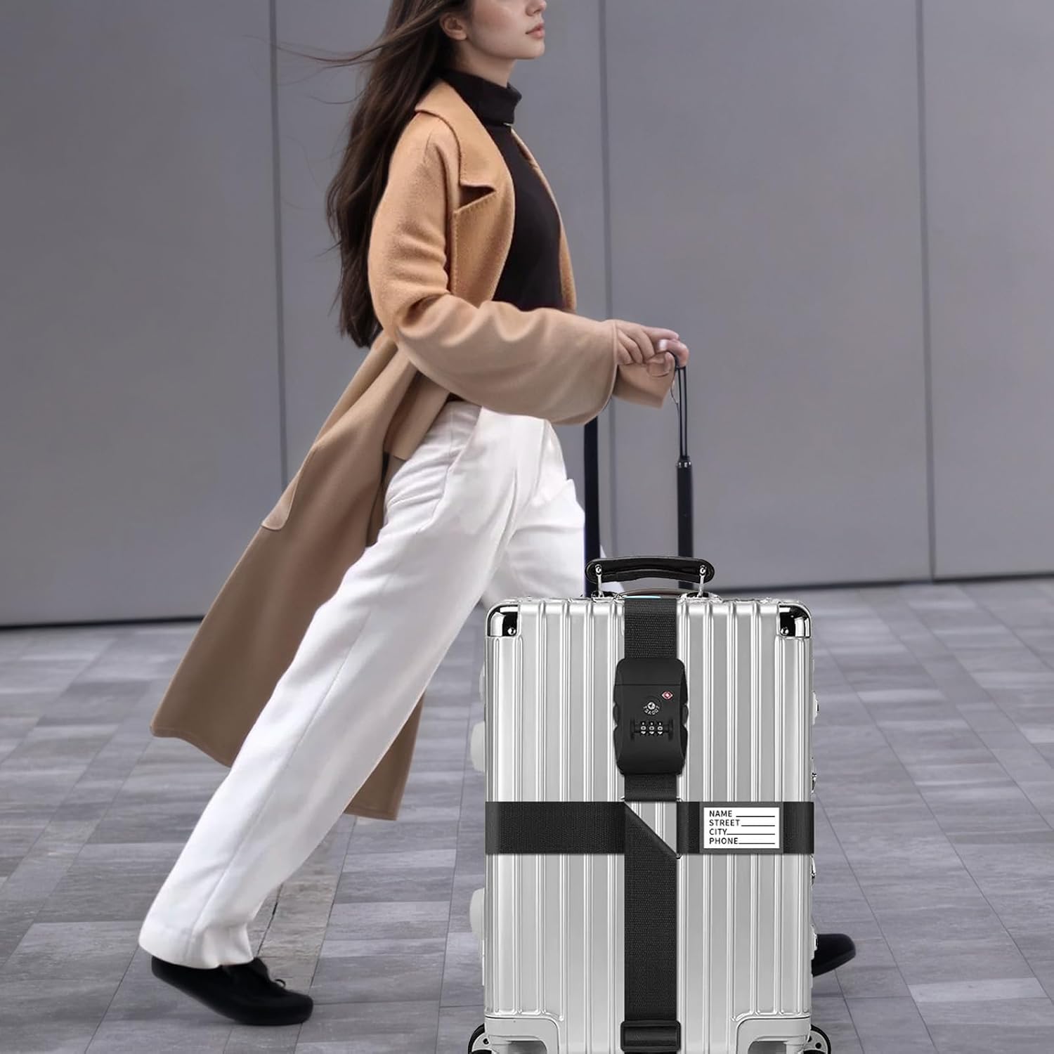 Luggage Straps TAS,Travel Strap with Name tag,Easy to Identify,Luggage Straps TSA Approved with Lock,Combination Luggage Lock with Adjustable Length,Compatible with 20-34 inch Luggage(Black 2 Pack)