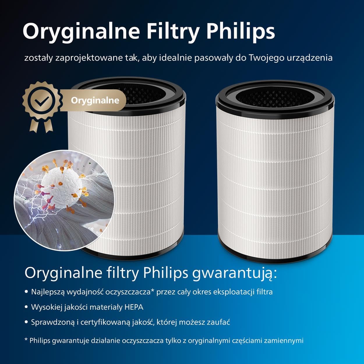 Philips Filtr z Serii 3 Nano Protect, Aktywny Węgiel, Okres Użytkowania 36 miesięcy, Kompatybilny z AC2939, Ochrona przed pyłkami, kurzem, sierścią zwierząt i oparami, Pomieszczenia do 98 m² FY2180/30