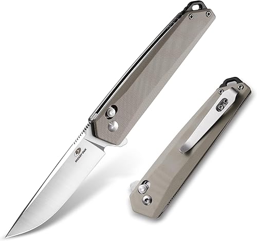 Mossy Oak Cuchillo de bolsillo plegable, hoja de acero D2 de 3.5 pulgadas, mango G10, pequeño cuchillo EDC con clip para cinturón para campamento,