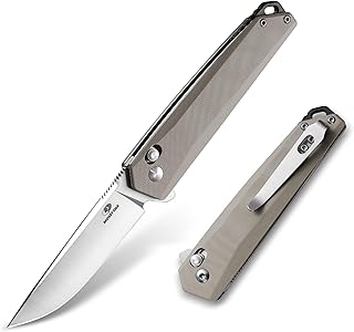 Mossy Oak Folding Pocket Knife, 3.5-Inch D2 Steel Drop Point Blade, G10 Handle, Small EDC Knife with Belt Clip for Camping, Hiking (Brown) - Mossy Oak