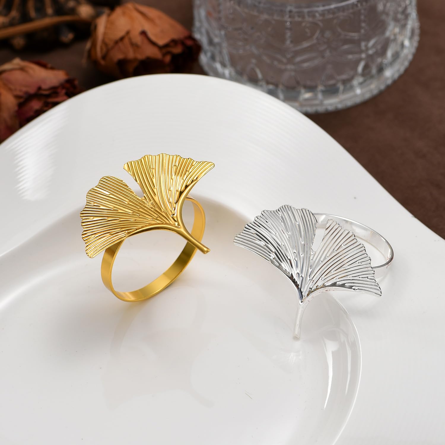 Set Di 12 Portatovaglioli Metallici A Forma Di Cavallo In Piedi, Colore Oro: Eleganza Per La Tua Tavola - 2