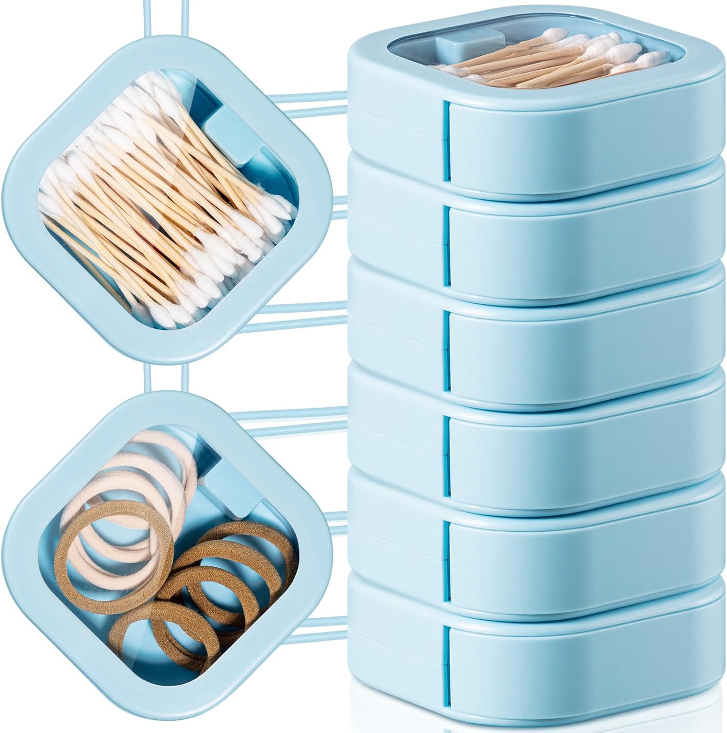 Kathfly 6 Pcs Hair Tie container Qtip Dispenser Organizer Hair Tie holder Travel