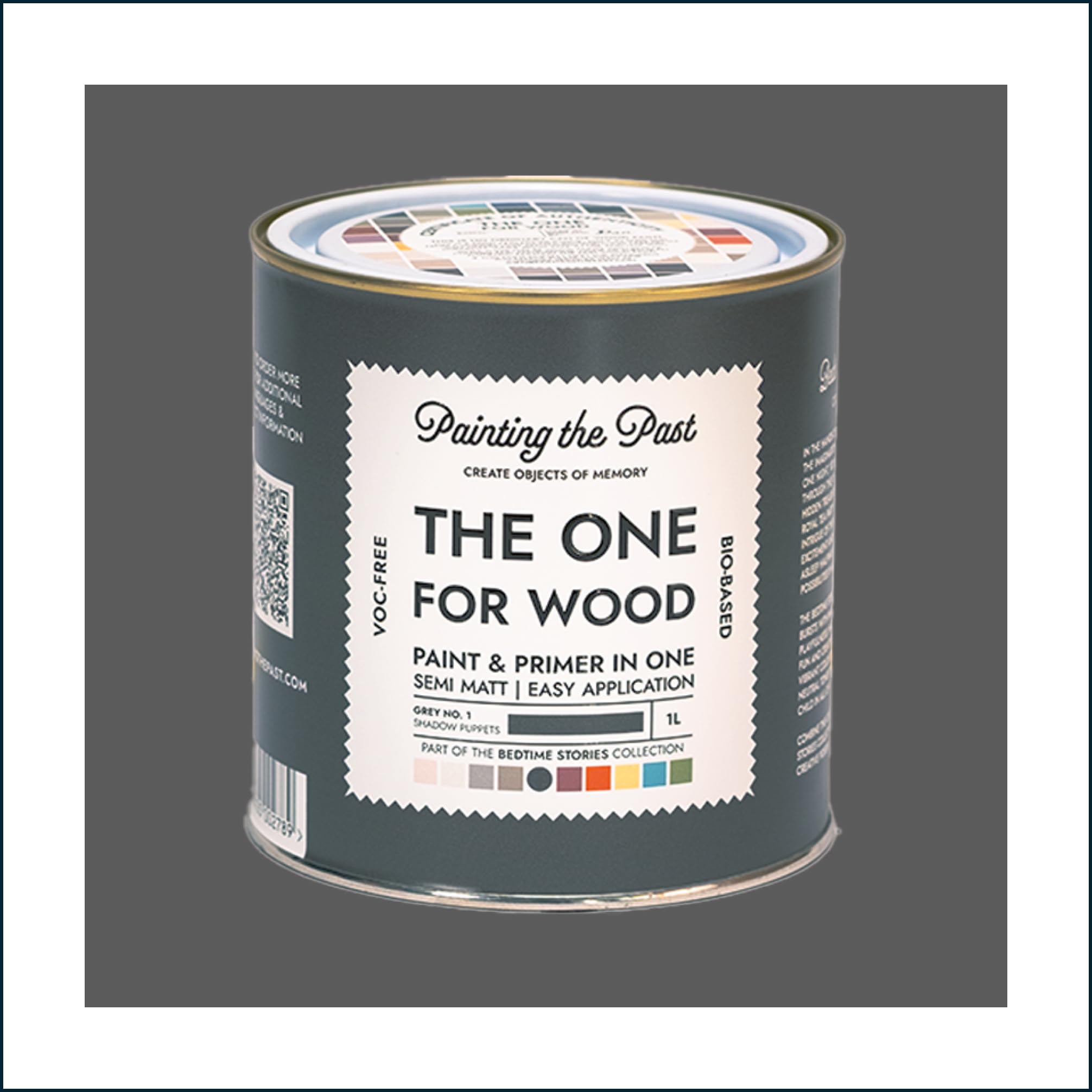 The One for Wood Paint & Primer 1L Grey No. 1 Shadow Puppets | Semi Matt Finish, Bio-Based & VOC-Free Formula for Wooden Furniture & Surfaces | Durable & Easy Indoor Home Decorating