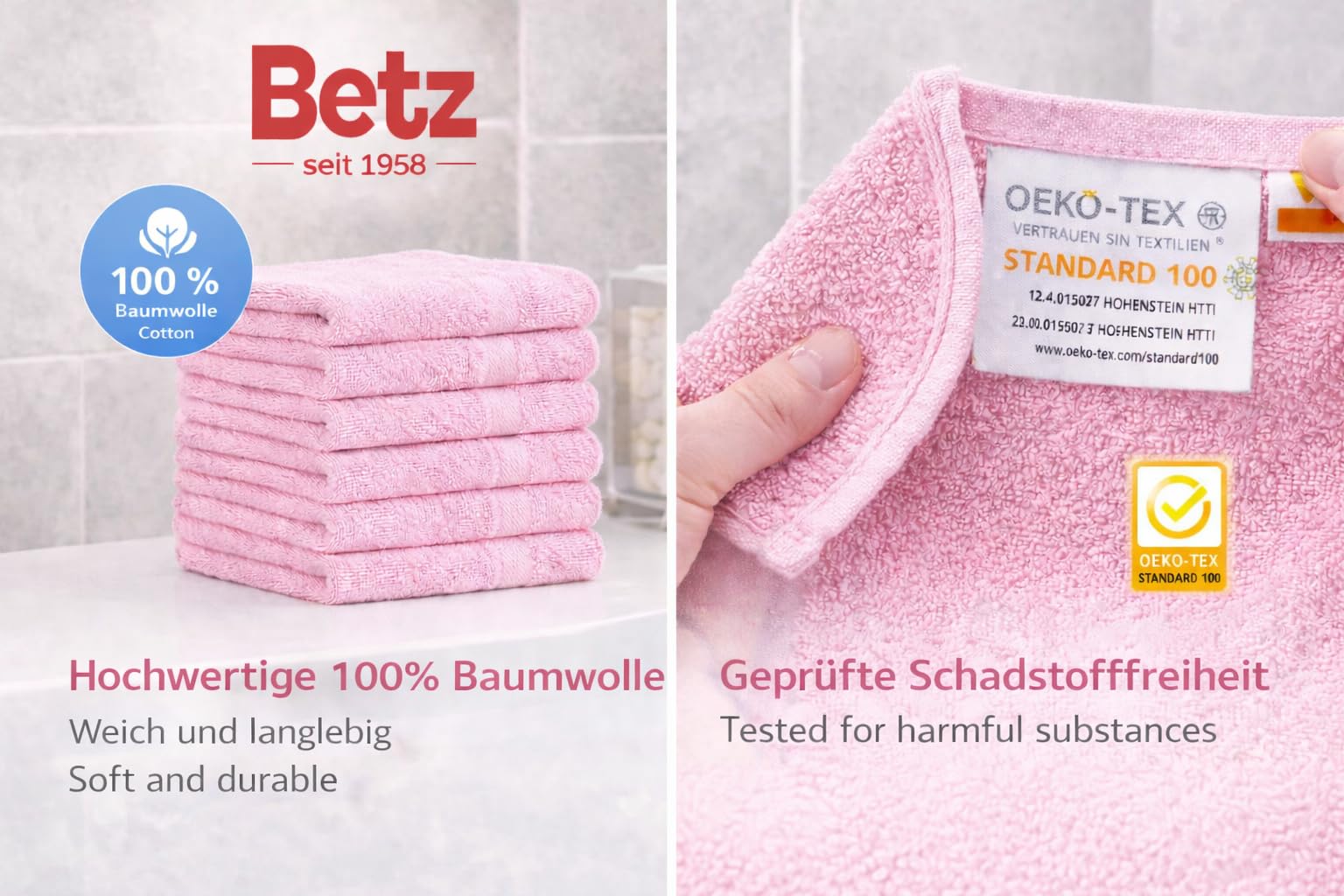 Betz 12 asciugamani per ospiti Palermo 100% cotone misure 30 x 50 cm rosa