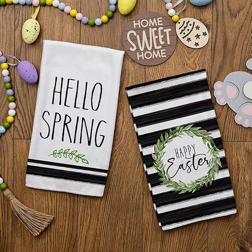 Miniatura 3 de ARKENY Toallas de cocina de Pascua para decoración de Pascua, paños de cocina con corona verde, 18 x 26 pulgadas, ultra absorbente, toalla de mano