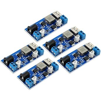 DC-DC Buck Converter 24V/12V to 5V 5A QIQIAZI Step Down Converter Power Supply Step Down Module Step-Down Converter Adjustable Power Supply Down Module with USB Port Pack of 5