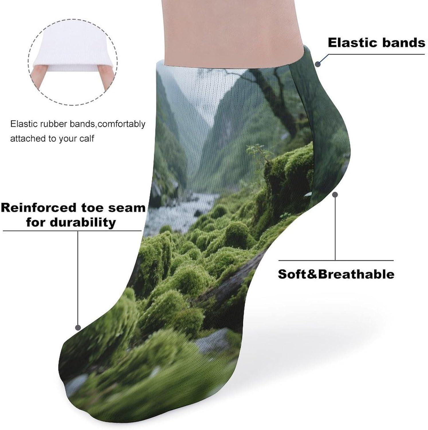 Socks for Men Women 5 Pairs Short Ankle Socks | Densely Growing Plants Low Cut Casual Crew Sock Cute Breathable Athletic Socks Non Slip No Show Sock