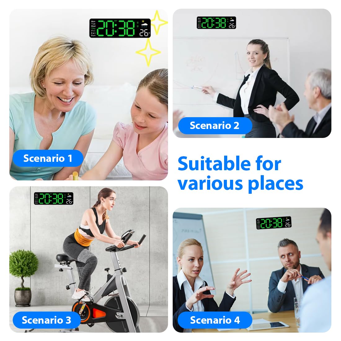Horloge Murale Numérique Grand écran Avec Télécommande Nsssunnre Pour Salon Chambre A Coucher Cadeau Pour Personnes Agees 97674334