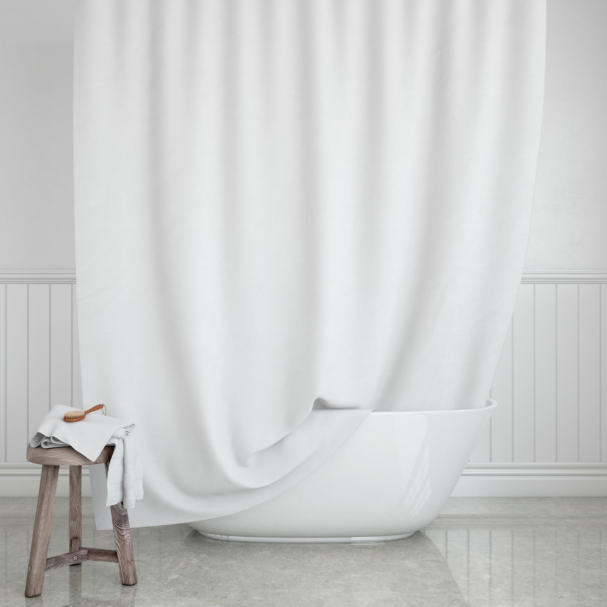 Solty - Cortina de Ducha Blanca de Tela Impermeable, Hidrófuga, para Bañera y Ducha - Cortinas de Baño Ideales Adaptables y Resistentes para Baño Minimalista - 200 x 180 x 0.1 cm