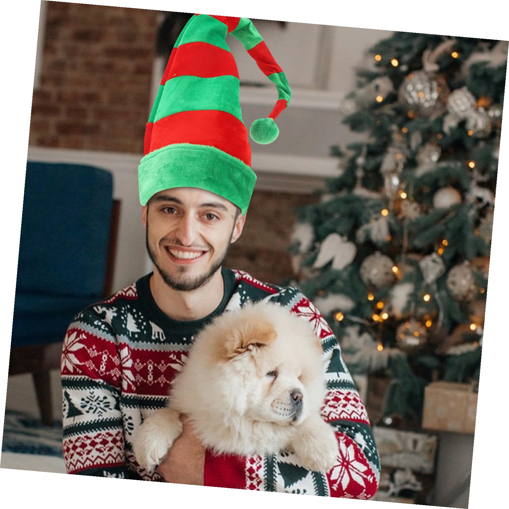 Genérico Sombrero Largo Navideño Verde para Fiesta de Navidad Material de Tela y Hierro, Accesorio Creativo y Divertido para Fotos en Fiestas Navideñas