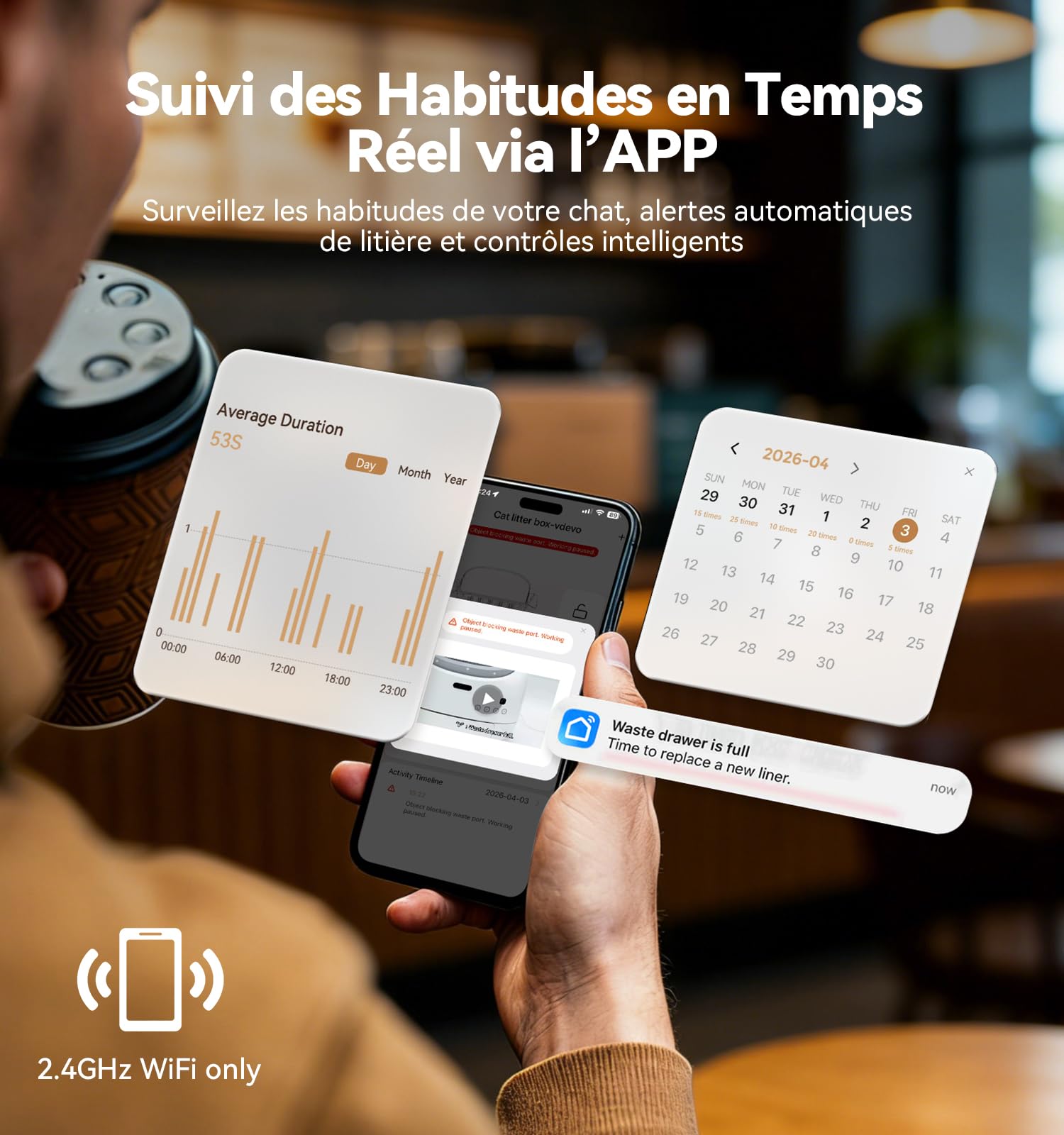 FEELNEEDY Litiere Chat Autonettoyante, Litière Automatique avec Système de Neutralisation des Odeurs pour Chats 1-15kg, Contrôle APP & Sécurité Multi-Capteurs, Hauteur d’Entrée Réglable
