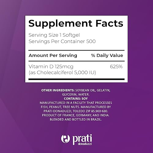 Miniatura 6 de Vitamina D3 5,000 UI - 500 cápsulas blandas - Apoya el sistema de defensa, la salud ósea y muscular - Tamaño familiar