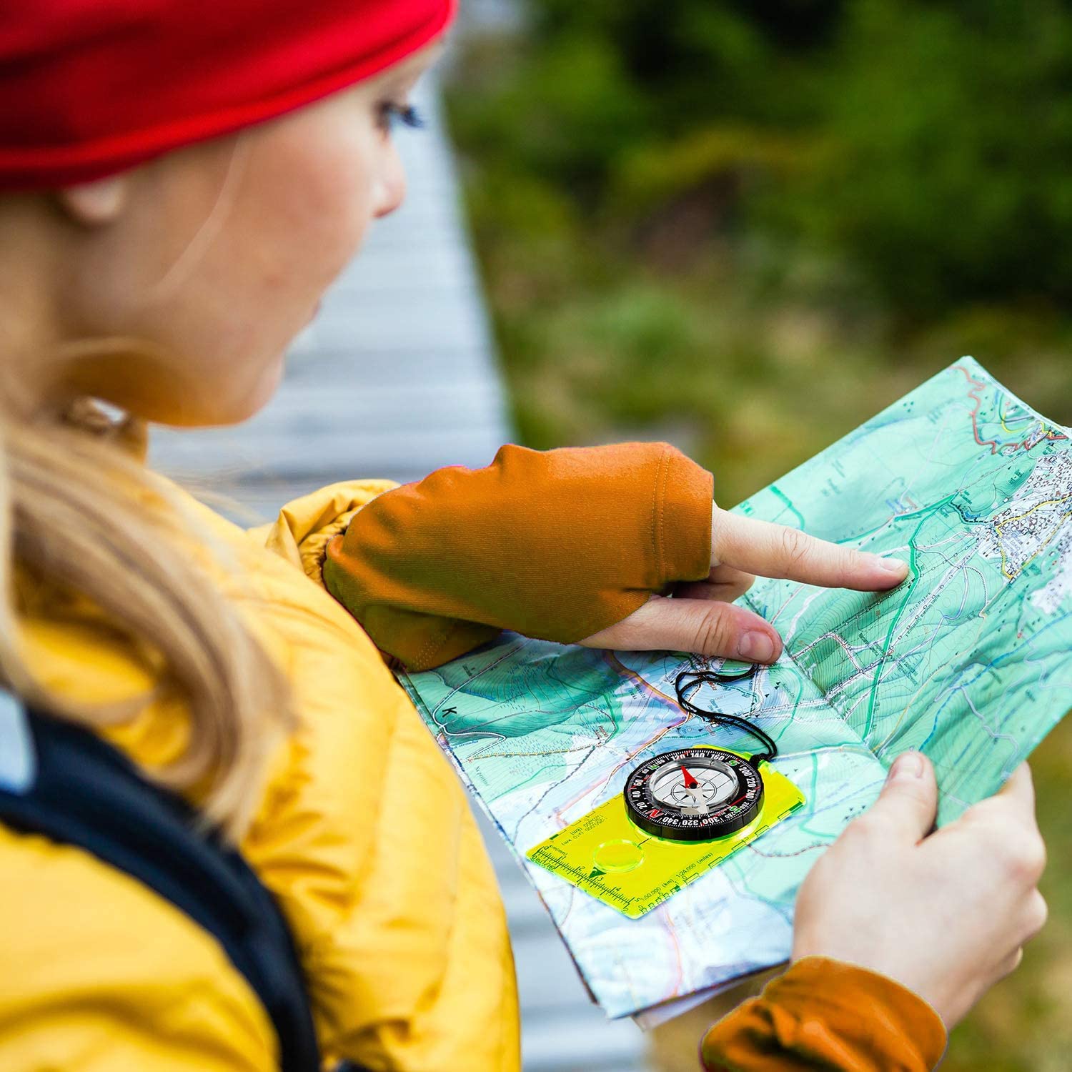 Bussola Da Orientamento Trasparente Con Cordino - Per Escursionismo, Trekking E Avventura - Foto 3