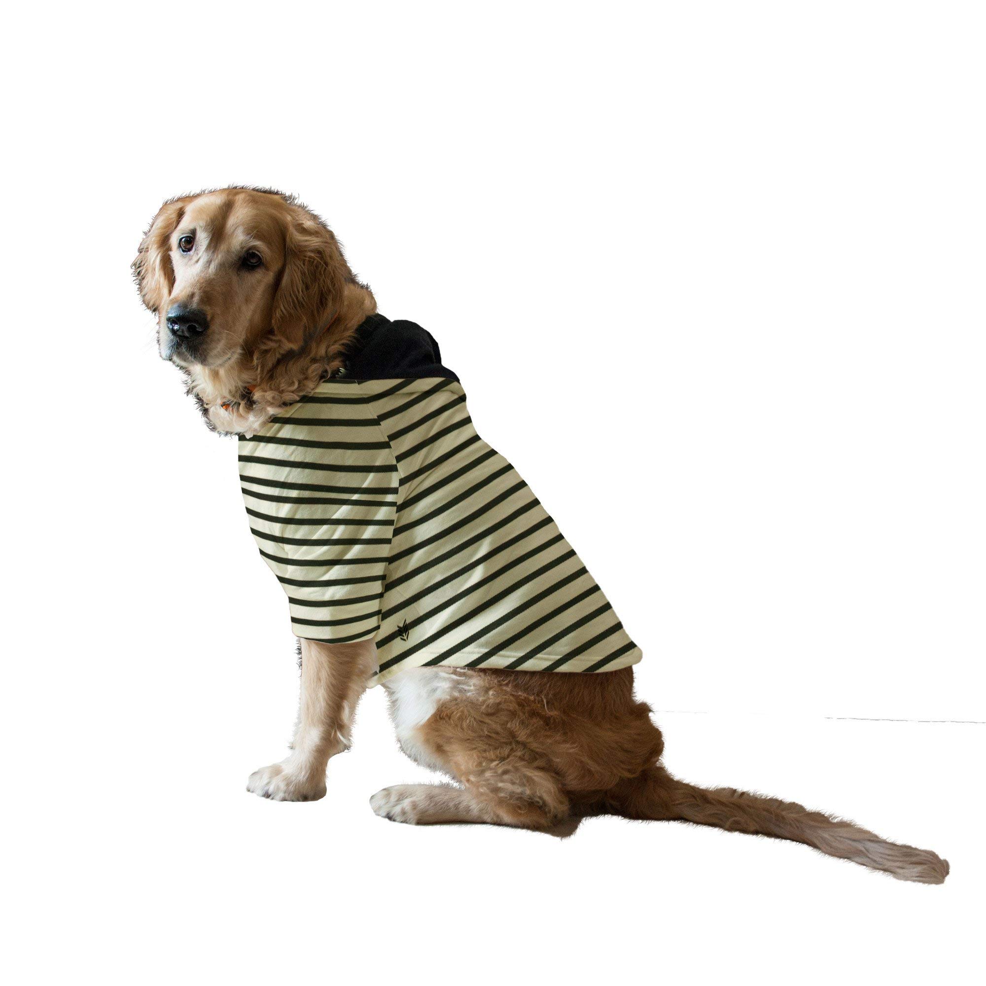 Ruse. Pet Clothes Ecru/Navy Striped Full Sleeves with Drawstring Dog Jumper Hoodie Autumn Winter Apparel for Dog./Large (Full Grown Desi/Stray, Doberman etc.) (B081TFG5PQ) Amazon Price History, Amazon Price Tracker