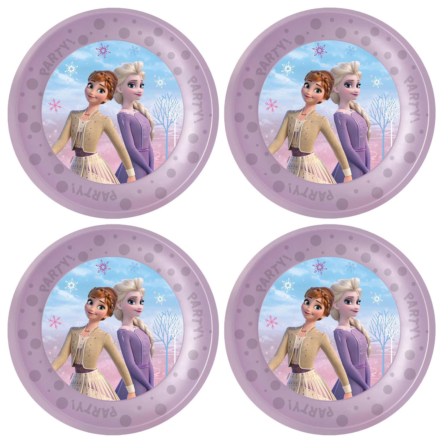 Procos - Frozen II Wind Spirit Plastic Plates Pack of 4 Reusable Party Tableware for Birthday or Theme Party, Anna and Elsa