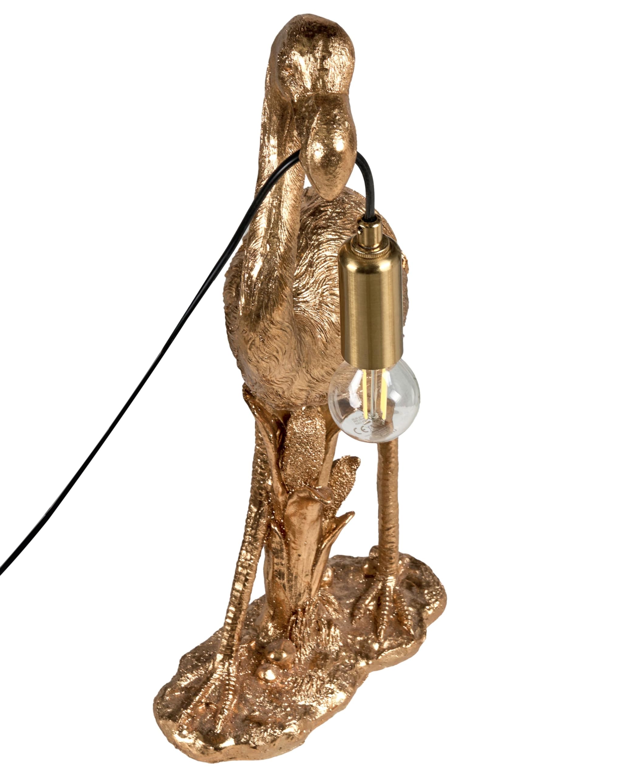 Beliani Tischlampe Kunstharz gold Glühbirnen-Optik 1-flammig Tiermotiv Flamingo Vice
