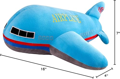 Miniatura 8 de zhidiloveyou Almohada de peluche azul de avión de 15.7 pulgadas, regalo para niños