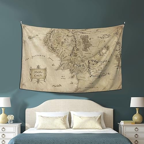 Miniatura 4 de Tapiz de mapa de la Tierra Media para colgar en la pared, decoración del hogar para dormitorio y sala