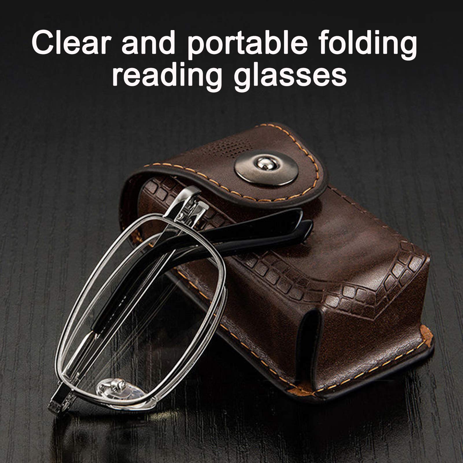 Gafas De Lectura Plegables Portátiles,Lector De Computadora con Bloqueo Azul,Gafas Ópticas Antideslumbrantes,Adecuadas para Leer Viajes De Oficina En Computadora (Dorado Y Plateado)