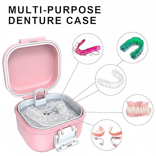 Miniatura 6 de Estuche de prótesis a prueba de fugas Estuche de baño de dentadura con colador, caja de baño de dentadura con filtro, copa de dentadura para remojar