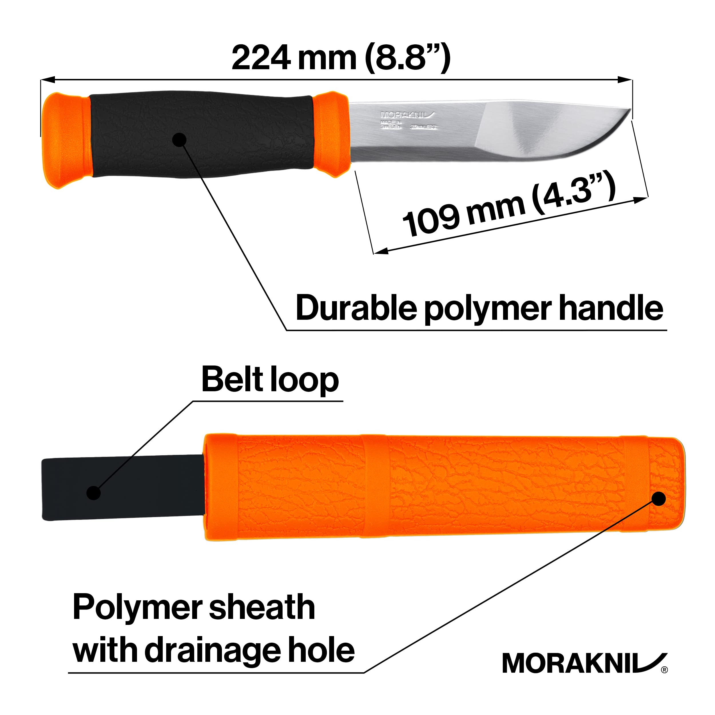 Mora FT01304 Cuchillo a Lama Fissa,Unisex - Adultos, Orange, un tamaño