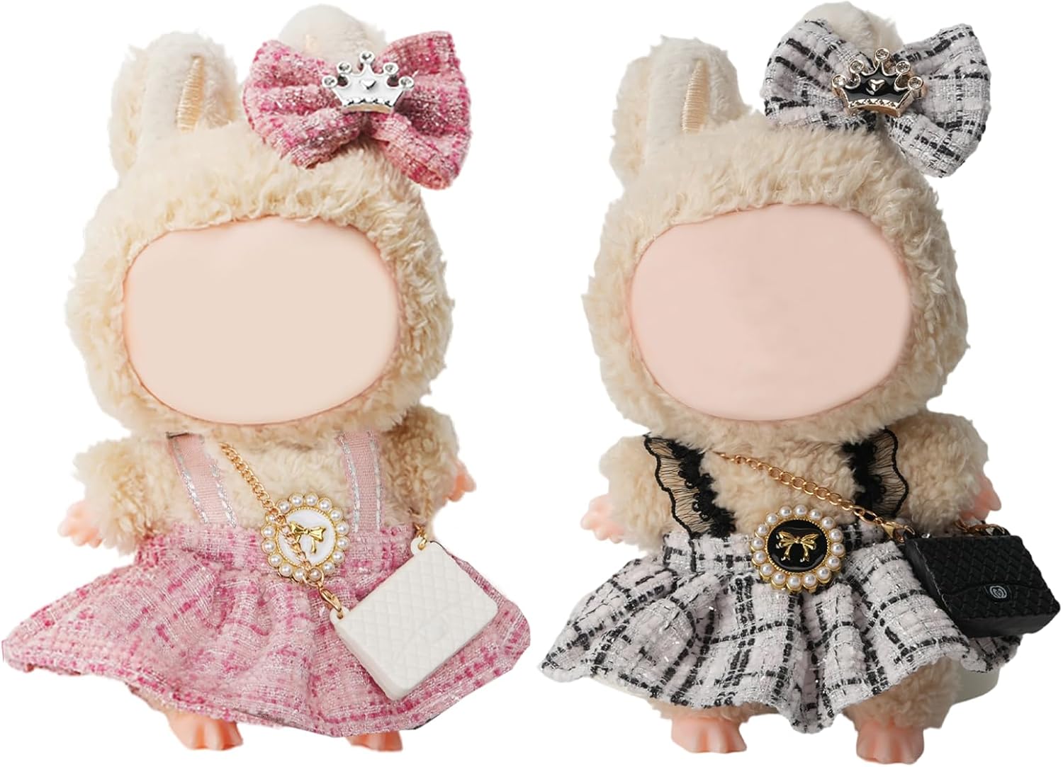 Pink Dolls Clothes Compatable with Labubu(NO Doll), 17cm Dolls Cute Outfit Accessories, Small Labubu Clothes Set for Doll, Gift for Women