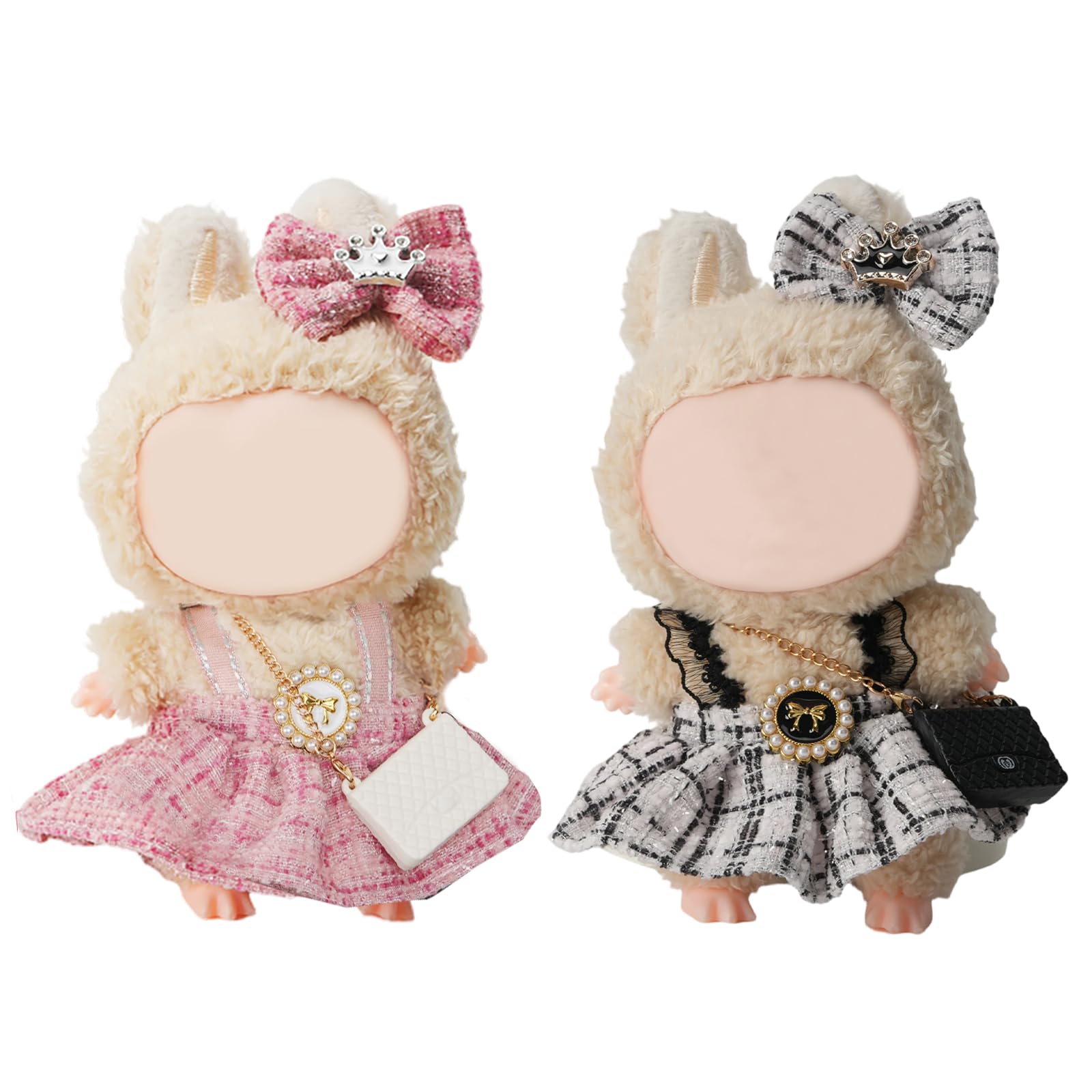 2 Pack Dolls Clothes(NO Doll), 17cm Dolls Cute Outfit Accessories with , Small Clothes Set for Doll, Gift for Women(Black and Pink)